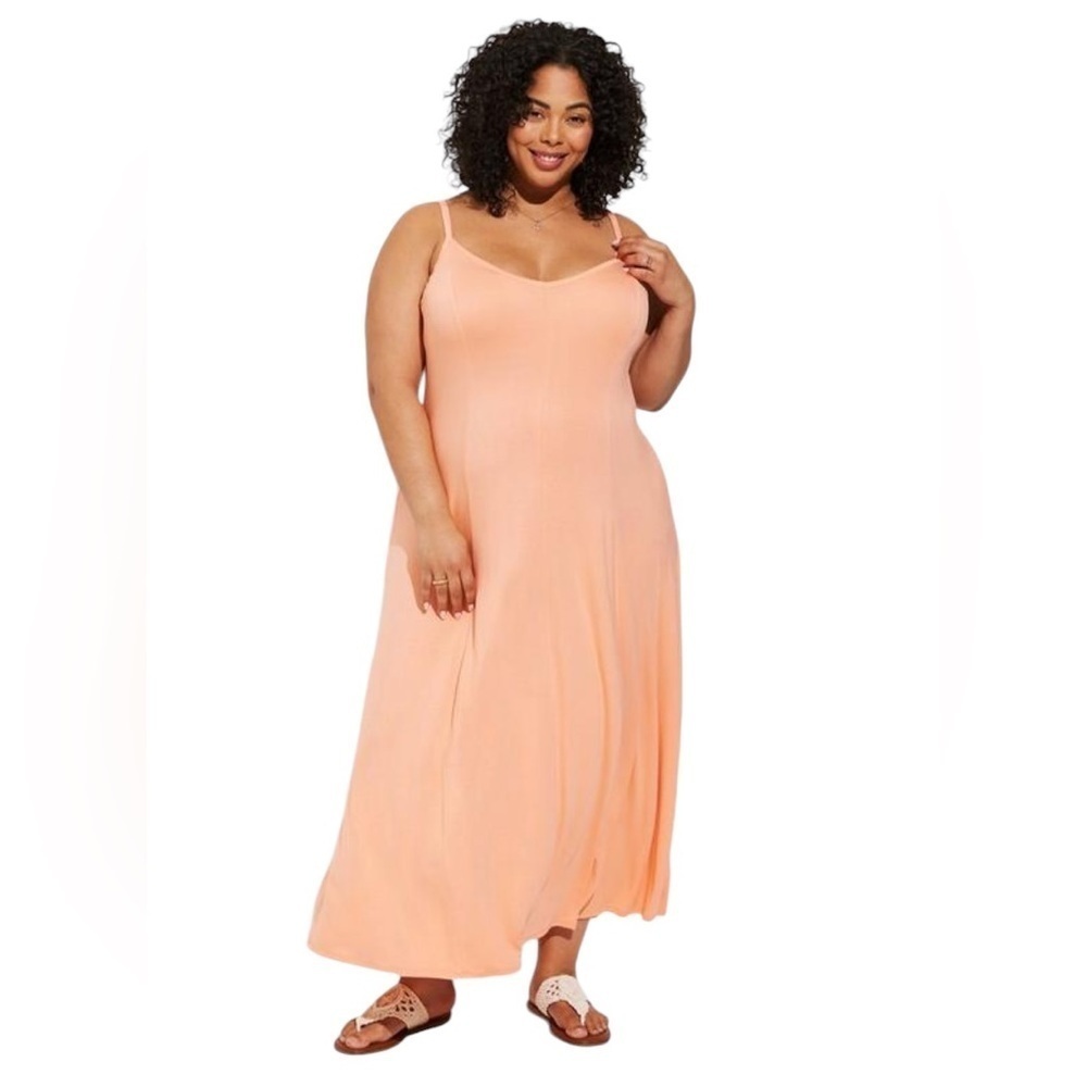 torrid Peach Maxi Slip Dress with Spaghetti Straps